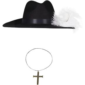 Mihawk Cosplay Hat Hawk Eyes Mihawk Costume Necklace Pirate Feather Hat Cross Necklace Halloween Mens Outfits Props in Saudi Arabia