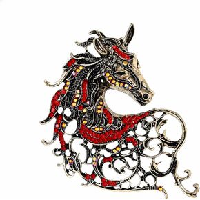 Women's Red Horse Brooch Vintage Elegant Western Pins For Women New Year Of The Horse Collection New Year Birthday in Saudi Arabia
