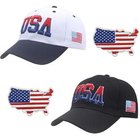 2 Pieces USA Baseball Cap Patriotic Souvenirs Hat, July 4th Cap with US Lapel Pins Set for Men Women in Saudi Arabia