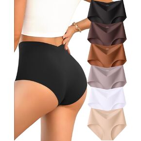 Take Talk Seamless Underwear Women High Waisted Briefs V Back No Show Silky Full Coverage Breathable Ladies Panties 6 Pack in Saudi Arabia