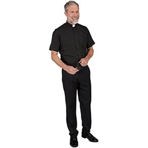 R.J. Toomey Men's Summer Comfort Short Sleeve Clergy Shirt, Black, 17.5in Neck in Saudi Arabia