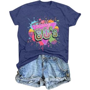 80s 90s Outfit for Women 80's Theme Party Shirts Retro Disco Tops Neon Short Sleeve Tshirt 1980s 1990s Shirt in Kuwait