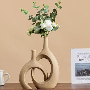 Intertwined Ceramic Vase Set for Couples, 11.8"+8.8" Farmhouse Boho Vases for Pampas Grass, Wedding for Home Living Room Office Decor in Saudi Arabia