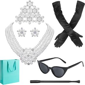 6 Pieces 1920s Accessories, Audrey Hepburn Costume Set Breakfast at Tiffany's Accessories Holly Golightly Costume for Women Halloween Cosplay in Saudi Arabia