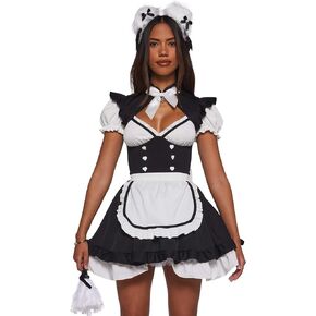 Dolls Kill Anime Maid Premium Costume by Trickz N' Treatz – Women's Dress with Bow Collar & Feather Duster in Kuwait