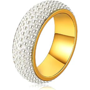Vintage Pearl Rings - Cute & Dainty Stackable Minimalistic Jewelry for Women 14K Gold Filled ring, handpicked premium cultured freshwater in Saudi Arabia