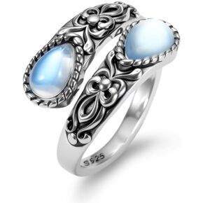 Birthstone Rings for Women Silver Tone Moonstone Chunky Unique Design Boho Adjustable Vintage Elegant Thumb Statement Birthstone Ring Fashion Jewelry for Daily Wear Birthday Occasion in Saudi Arabia