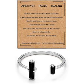 Black Obsidian Ring Adjustable Two Stone Crystal Inspired Ring with Card for Women Mindfulness Jewelry Gift in Saudi Arabia