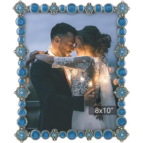 8x10 Vintage Metal White Picture Frame Silver Border Floral Fancy Antique Photo Frame Ornate Gold Frame Tabletop or Wall Art Display, Clear HD Glass Front, Wedding Frame Gifts for Couples Women in Saudi Arabia