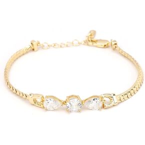 Bracelet for Women 14K Gold Plated Cubic Zirconia Bracelet, Classic Crystal Cuban Chain Bracelet, Delicate Snake Link Bracelet Gift for Her in Saudi Arabia