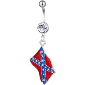 14G USA American Flag Dangle Belly Button Rings for Women Stainless Steel Belly Navel Curved Barbell Dangling Body Piercing Jewelry for Women in Kuwait