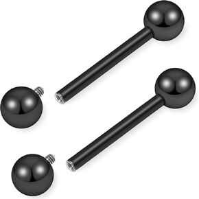 16G-00G Tongue Rings Nipple Piercings Internally Threaded Straight Barbell 316L Surgical Steel Body Piercing Jewelry for Women Men Black silver 12mm 14mm 16mm 19mm Bars Length in Saudi Arabia