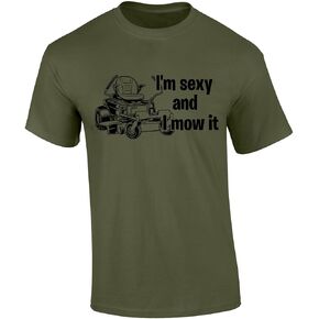Trenz Shirt Company I'm Sexy and I Mow It Graphic Mens T-Shirt - Zero Turn Lawn Mower Design in Kuwait