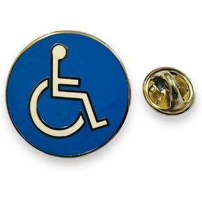 Blue Enamel Lapel Pin with White Letters - Symbol of Disability Awareness in Saudi Arabia
