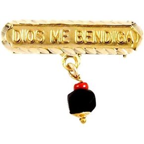 14KT GP BABY "GOD BLESS ME" "DIOS ME BENDIGA" AZABACHE LUCKY CHARM EVIL EYE PIN in Saudi Arabia
