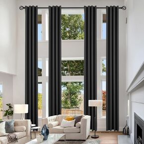 Extra Long Blackout Curtains, Room Darkening Grommet High Ceiling Drapes, 2 Story Curtains for Living Room and Loft(1 Panel, Black, 52"x168") in Saudi Arabia