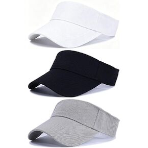 3-Pack Adjustable Sports Visor Hats for Men Women - UV Protection Sun Visors with Breathable Band for Running, Golf, Tennis, Hiking (White/Black/Gray) in Saudi Arabia
