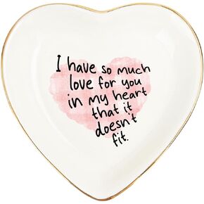 Heart Trinket Dish with Love Quote – Gold Rim Ceramic Ring Dish Romantic Jewelry Tray Gift for Wife, Girlfriend, Mom, Daughter – Engagement, Anniversary, Valentine’s Day Keepsake in Saudi Arabia