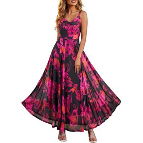 Summer Floral Maxi Dresses for Women Spaghetti Strap Dress Holiday Party Dress Beach Garden Dress for Wedding Guest in Saudi Arabia