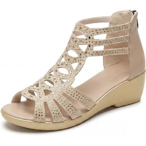 Allegra K Women's Rhinestone Hollow Out Back Zipper Platform Peep-toe Sandals in Saudi Arabia