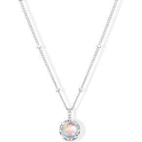 Silver Moonstone Necklace for Women Dainty Filigree Opal Birthstone Pendant Necklaces Healing Moonstone Jewelry New Beginnings Gifts for Her in Saudi Arabia