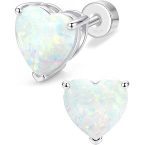 Flat Back Stud Earrings for Women, 18K White Gold Plated 925 Sterling Silver Zirconia Flatback Studs for Poke-Free Sleep, Hypoallergenic Jewelry Birthday Gift for Wife Girlfriend Mom Daughter in Saudi Arabia