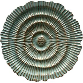Picfarce Metal Flower Sunburst Wall Sculpture,10''Turquoise with Gold Lines, Ornate Circular Wall Art for Home Decor,Living Room, Bedroom, Restaurant,Outdoor Garden Courtyard Featured Artworks in Saudi Arabia