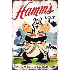 Vintage Metal tin Sign Hamms Beer Bears Twins Sign Exterior Home Cave Garage bar Country Wall Decoration Retro Aluminum Sign 8"x12" Inch in Saudi Arabia