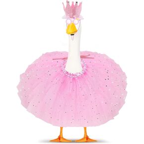 4 Pcs Porch Goose Outfit - Hot Pink Princess Goose Clothes with Hat, Necklace, Skirt, Glasses - Adorable Porch Goose Costumes for Lawn Yard Decor (Hot Pink) in Saudi Arabia