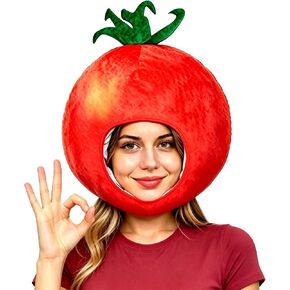 2026 Realistic Tomato Hat Mask Plush Vegetable Fruit Costume Adult Halloween Christmas Party in Saudi Arabia
