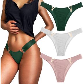FEOYA Comfortable Thongs Underwear for Women No Show Seamless Breathable Sexy Thong Panties Casual Lingerie 3 Pack in Kuwait