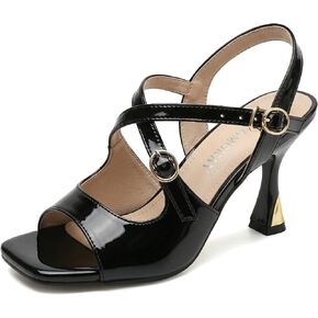 MGGMOKAY Women's Heeled Sandals Square Toe Adjustable Straps Non-Slip Outsole Summer Dress Shoes for Party Office in Saudi Arabia