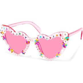 KICOSY 30th Birthday Sunglasses for Women, 30 Flirty and Thriving Heart Sunglasses, 30th Birthday Glasses, Pink Heart Shaped Sunglasses for 30th Birthday Party Decorations, Photo Booth Props in Saudi Arabia