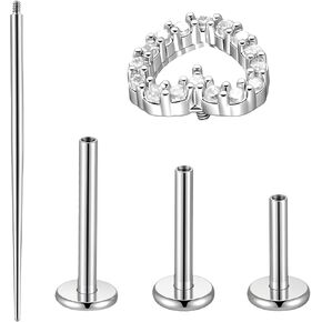 3PCS Ashley Piercing Lip Jewelry with Guide Pin, Heart Titanium 20g Flat Back Earrings, Internally Threaded Flat Back Earrings, for Ragus/Nose/Auricle/Lip/ear Cartilage Piercings in Saudi Arabia