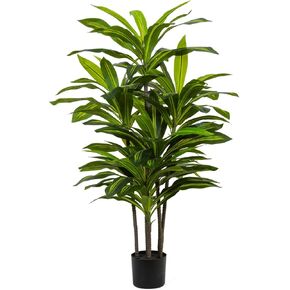 4ft Dracaena Artificial Plant - Large Tropical Indoor Fake Tree with Lifelike Leaves - Tall Faux Floor Plant in Pot for Home Office Living Room Decor in Saudi Arabia