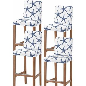 Navy Blue Starfish Coastal Bar Stool Covers - Stretch Dining Chair Covers Set of 4, Nautical Summer Beach Sea Bar Chair Cover Removable Counter Stool Pub Chairs Slipcovers Protectors in Saudi Arabia