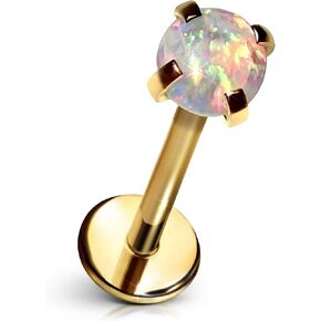 Cords Club 3mm Aurora Color-Shift Flat Back Stud – ASTM-F136 Implant Grade Titanium - Push Pin Design for Sensitive Ears – Available in 18K PVD Gold Plated & Titanium Silver (Single Earring) in Saudi Arabia