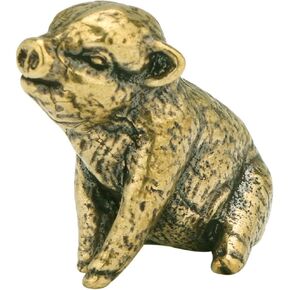 Beavorty Copper Pig Statues Vintage Feng Shui Brass Mini Piggy Figurine Small Zodiac Animal Table Statues Micro Landscape Ornament Tea Pets Decor in Saudi Arabia