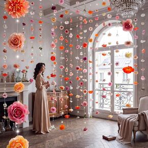 Suncalla 6 Pack 35.4ft Fake Flower Garland Backdrop with LED Lights Hanging Wildflower Floral Vine Decorations for Wedding Bridal Shower Birthday Baby Shower Party Backdrop(Lovely,Multicolor) in Saudi Arabia