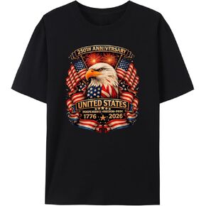 USA 250th Anniversary 1776-2026 Patriotic Eagle T-Shirt, American Independence Day Freedom Graphic Tee (T6Black,XL) in Saudi Arabia