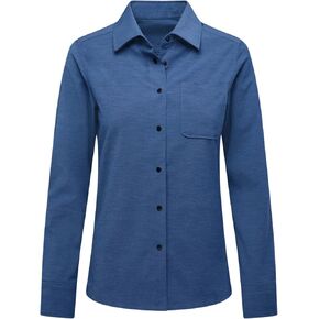 SHREDLY Long Sleeve Explorer Shirt | Classic Full Length Button Down | Side Zipper Pocket | 4-Way Stretch | Midnight Denim in Saudi Arabia