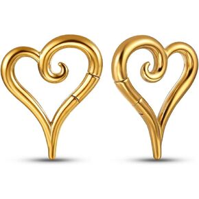 Casvort 2PCS Hypoallergenic Spiral Heart Ear Weights for Stretched Ears 316 Stainless Steel Ear Hangers 6mm 2g Gauges for Ears Fashion Piercing Body Jewelry in Saudi Arabia