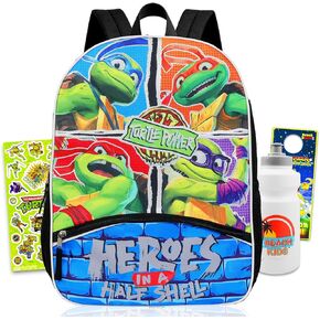 Teenage Mutant Ninja Turtles Backpack for Boys - Bundle with 15" TMNT Backpack Kids, Water Bottle, Stickers, More | TMNT School Supplies for Boys 4-8 in Kuwait