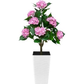 46 Inch Artificial Purple Hydrangea Tree, Fake Hydrangea Flower Tree with Planter, Decorative Topiary Plant, Cement Filled Potted Faux Plants for Porch Home Office Living Room Decor (Purple) in Saudi Arabia