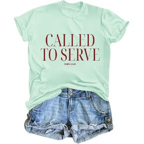 Christian Shirts for Women Graphic Tee Religious Faith Tshirts Called to Serve Shirt Inspirational Bible Verse Tees in Saudi Arabia