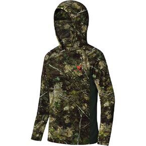 Youth Hunting Hoodie with Face Cover, Boys Camo Long Sleeve Shirt UPF 50+ Quick Dry for Deer Turkey Hunting in Saudi Arabia