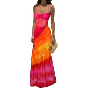 OYOANGLE Women's Floral Sleeveless Halter Maxi Dress Tie Backless Ruched Boho Beach Wedding Guest Dress in Saudi Arabia