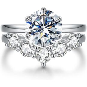 4.5CT Moissanite Wedding Sets for Women, Perfect Matching Solitaire Engagement Ring V Shape Wedding Band, D Color VVS1 GRA Certified, 14K Gold Plated, Anniversary Proposal Valentine's Day Gift in Saudi Arabia