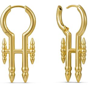 COOEAR Silver Paperclip Chain Dangle Hoop Earrings, 925 Sterling Silver Ear Needles Geometric Spike Huggie Hoops in Saudi Arabia
