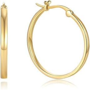 14K Gold Plated Hoop Earrings for Women - Lightweight Classic Square Tube 14K Gold Earrings, Timeless Everyday Jewelry in Saudi Arabia